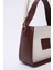 Bordo SHK176 Suni Deri Detaylı, Tek Bölmeli, Fermuarlı, Kanvas El, Kol ve Omuz Çantası 4