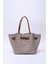 Monogram Baskılı Vizon SHK159 Suni Deri, Astarlı, Çıtçıtlı, Kilit Detaylı El, Kol ve omuz çantası 1
