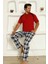 Bordo Kareli Kısa Kollu Erkek Pijama Takımı 1206KY 2