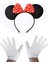 Kırmızı Fiyonklu Minnie Mouse Tacı ve Beyaz Eldiven Seti 1