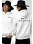 Renkli En Iyi Arkadaş Yazılı Beyaz Kapüşonlu Sweatshirt Kadın Erkek Ön Minimal Sırt Baskılı 1