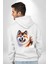 Akita Inu Sadık Köpek Beyaz Kapüşonlu Sweatshirt Kadın Erkek Ön Minimal Sırt Baskılı 3