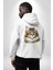 Sibirya Kedi Tasarımı Beyaz Kapüşonlu Sweatshirt Kadın Erkek Ön Minimal Sırt Baskılı 3