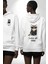 Beni Yalnız Bırak Punk Tarzı Kedi Tasarımı Beyaz Kapüşonlu Sweatshirt Kadın Erkek Ön Minimal Sırt Baskılı 1