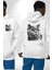 Exotic Shorthair Kedi Beyaz Kapüşonlu Sweatshirt Kadın Erkek Ön Minimal Sırt Baskılı 4