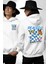 Barış Sevgi ve Özgürlük Yazılı Kelebek Tarz Beyaz Kapüşonlu Sweatshirt Kadın Erkek Ön Minimal Sırt Baskılı 4