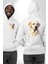 Sadık Dost Labrador Retriever Aşk Köpek Dostu Beyaz Kapüşonlu Sweatshirt Kadın Erkek Ön Minimal Sırt Baskılı 1
