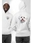 Sevimli Maltese Köpek Tasarımı Beyaz Kapüşonlu Sweatshirt Kadın Erkek Ön Minimal Sırt Baskılı 1