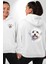 Sevimli Maltese Köpek Tasarımı Beyaz Kapüşonlu Sweatshirt Kadın Erkek Ön Minimal Sırt Baskılı 4