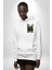 Gül ve Iskelet Beyaz Kapüşonlu Sweatshirt Kadın Erkek Ön Minimal Sırt Baskılı 5