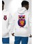 Neon Renkler Baykuş Beyaz Kapüşonlu Sweatshirt Kadın Erkek Ön Minimal Sırt Baskılı 1