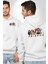 Korku Film Arkadaşlık Beyaz Kapüşonlu Sweatshirt Kadın Erkek Ön Minimal Sırt Baskılı 4