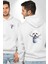 Bichon Frise Beyaz Tatlı Küçük Irk Köpek Beyaz Kapüşonlu Sweatshirt Kadın Erkek Ön Minimal Sırt Baskılı 4