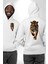 Güçlü Kaplan Desenli Doğa Vahşi Yaşam Beyaz Kapüşonlu Sweatshirt Kadın Erkek Ön Minimal Sırt Baskılı 1