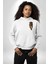 Güçlü Kaplan Desenli Doğa Vahşi Yaşam Beyaz Kapüşonlu Sweatshirt Kadın Erkek Ön Minimal Sırt Baskılı 2