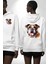 Efsane Bulldog Köpek Dostu Beyaz Kapüşonlu Sweatshirt Kadın Erkek Ön Minimal Sırt Baskılı 1