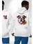 Efsane Bulldog Köpek Dostu Beyaz Kapüşonlu Sweatshirt Kadın Erkek Ön Minimal Sırt Baskılı 4