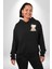 Sevimli Kimonolu Ayıcık Siyah Kapüşonlu Sweatshirt Kadın Erkek Ön Minimal Sırt Baskılı 2