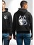 Güçlü Siberian Husky Köpek Büyük Irk Siyah Kapüşonlu Sweatshirt Kadın Erkek Ön Minimal Sırt Baskılı 1
