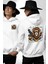 Aslan Gangster Hip-Hop Dolar Aslan Beyaz Kapüşonlu Sweatshirt Kadın Erkek Ön Minimal Sırt Baskılı 4