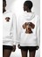 Tatlı Dachshund Köpek Aşkı Beyaz Kapüşonlu Sweatshirt Kadın Erkek Ön Minimal Sırt Baskılı 4