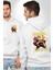 Demon Slayer Rengoku Kyojuro Savaşçı Anime Beyaz Kapüşonlu Sweatshirt Kadın Erkek Ön Minimal Sırt Baskılı 1