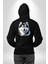 Güçlü Siberian Husky Köpek Büyük Irk Siyah Kapüşonlu Sweatshirt Kadın Erkek Ön Minimal Sırt Baskılı 3