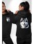 Güçlü Siberian Husky Köpek Büyük Irk Siyah Kapüşonlu Sweatshirt Kadın Erkek Ön Minimal Sırt Baskılı 4