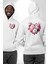 Şakayık Çiçeği Arajman Tasarımı Beyaz Kapüşonlu Sweatshirt Kadın Erkek Ön Minimal Sırt Baskılı 4