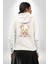 Sevimli Kimonolu Ayıcık Beyaz Kapüşonlu Sweatshirt Kadın Erkek Ön Minimal Sırt Baskılı 3