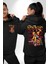 Hip-Hop Tarzı ile Sokak Stili Siyah Kapüşonlu Sweatshirt Kadın Erkek Ön Minimal Sırt Baskılı 4