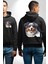 Zeki Australian Shepherd Köpek Tasarımı Siyah Kapüşonlu Sweatshirt Kadın Erkek Ön Minimal Sırt Baskılı 1
