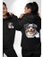 Zeki Australian Shepherd Köpek Tasarımı Siyah Kapüşonlu Sweatshirt Kadın Erkek Ön Minimal Sırt Baskılı 4