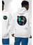 Parlak Elbiseli Kelebek Kanatlı Kadın Beyaz Kapüşonlu Sweatshirt Kadın Erkek Ön Minimal Sırt Baskılı 1