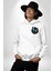 Parlak Elbiseli Kelebek Kanatlı Kadın Beyaz Kapüşonlu Sweatshirt Kadın Erkek Ön Minimal Sırt Baskılı 5