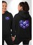 Süsen Çiçeği Mor Siyah Tonları Zarafet Siyah Kapüşonlu Sweatshirt Kadın Erkek Ön Minimal Sırt Baskılı 1