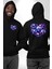 Süsen Çiçeği Mor Siyah Tonları Zarafet Siyah Kapüşonlu Sweatshirt Kadın Erkek Ön Minimal Sırt Baskılı 4