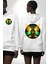 Yazlık Neon Sarı-Yeşil Kadın Melek Beyaz Kapüşonlu Sweatshirt Kadın Erkek Ön Minimal Sırt Baskılı 1