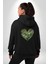 Çiçeklerin Dansı Doğa Kalbinde Sevgi Bahçesi Siyah Kapüşonlu Sweatshirt Kadın Erkek Ön Minimal Sırt Baskılı 3