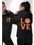 Basketbol Severler Için Love Siyah Kapüşonlu Sweatshirt Kadın Erkek Ön Minimal Sırt Baskılı 1