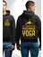 Ashtanga Yoga Sadelik ve Güç Siyah Kapüşonlu Sweatshirt Kadın Erkek Ön Minimal Sırt Baskılı 1