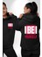 Be Yourself Baskılı Özgün ve Şık Grafik Tasarım Siyah Kapüşonlu Sweatshirt Kadın Erkek Ön Minimal Sırt Baskılı 1