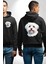 Sevimli Maltese Köpek Tasarımı Siyah Kapüşonlu Sweatshirt Kadın Erkek Ön Minimal Sırt Baskılı 4