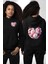 Şakayık Çiçeği Arajman Tasarımı Siyah Kapüşonlu Sweatshirt Kadın Erkek Ön Minimal Sırt Baskılı 1