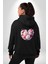Şakayık Çiçeği Arajman Tasarımı Siyah Kapüşonlu Sweatshirt Kadın Erkek Ön Minimal Sırt Baskılı 3