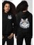 Norveç Orman Kedisi Siyah Kapüşonlu Sweatshirt Kadın Erkek Ön Minimal Sırt Baskılı 1