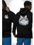 Norveç Orman Kedisi Siyah Kapüşonlu Sweatshirt Kadın Erkek Ön Minimal Sırt Baskılı 4