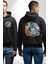 Yazın Ruhu Çiçekli Yunus Temalı Siyah Kapüşonlu Sweatshirt Kadın Erkek Ön Minimal Sırt Baskılı 4
