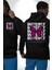 Kelebek Siyah Kapüşonlu Sweatshirt Kadın Erkek Ön Minimal Sırt Baskılı 1