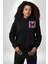 Kelebek Siyah Kapüşonlu Sweatshirt Kadın Erkek Ön Minimal Sırt Baskılı 3